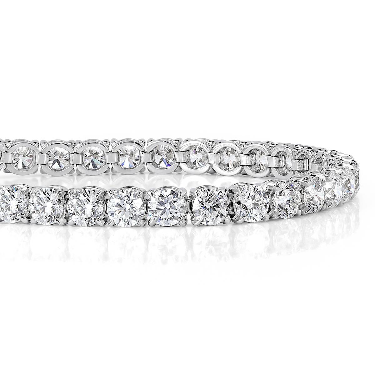 Enjoy timeless elegance with this gorgeous diamond tennis bracelet featuring a whopping 16.02ct of sparkling round brilliant cut diamonds graded at G-H SI1-SI2. It is expertly crafted in high polish, 18k white gold.