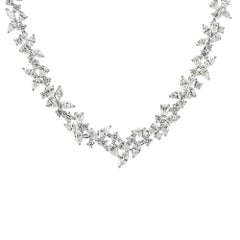 Mark Broumand 17.75 Carat Fancy Cluster Diamond Necklace in 18 Karat White Gold