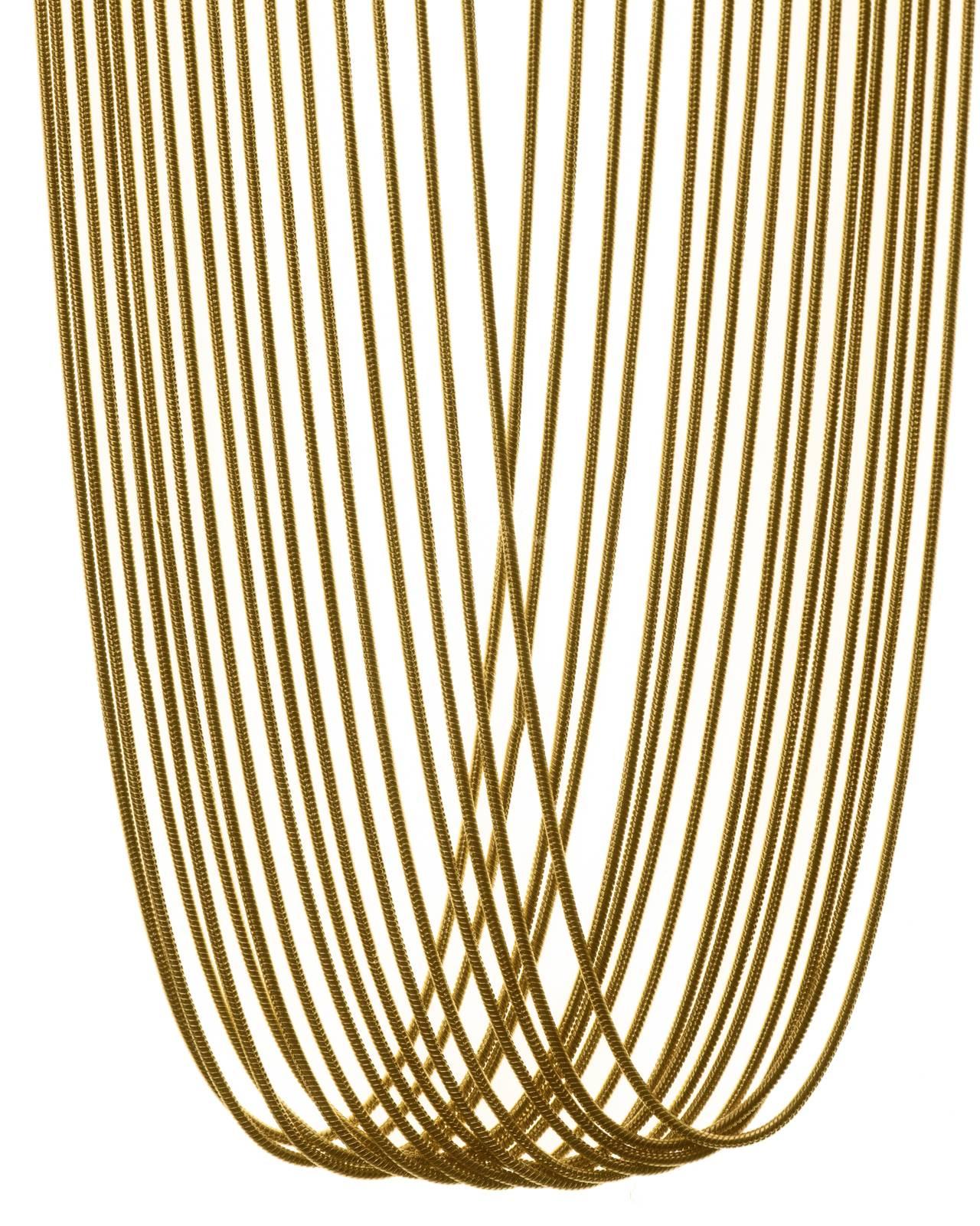 Contemporary Necklace Statement Multi Snake Chain Gold-Plated Brass Greek Jewelry For Sale