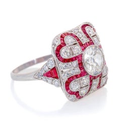 Old Cut 1.09ct Diamond and Ruby Cluster Ring