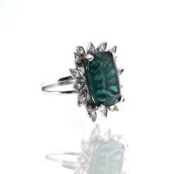 16 Carat Green Tourmaline Diamond Cocktail Ring