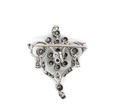 Original Art Nouveau, Platinum Thirty Six Old Cut Diamond Pendant or Brooch