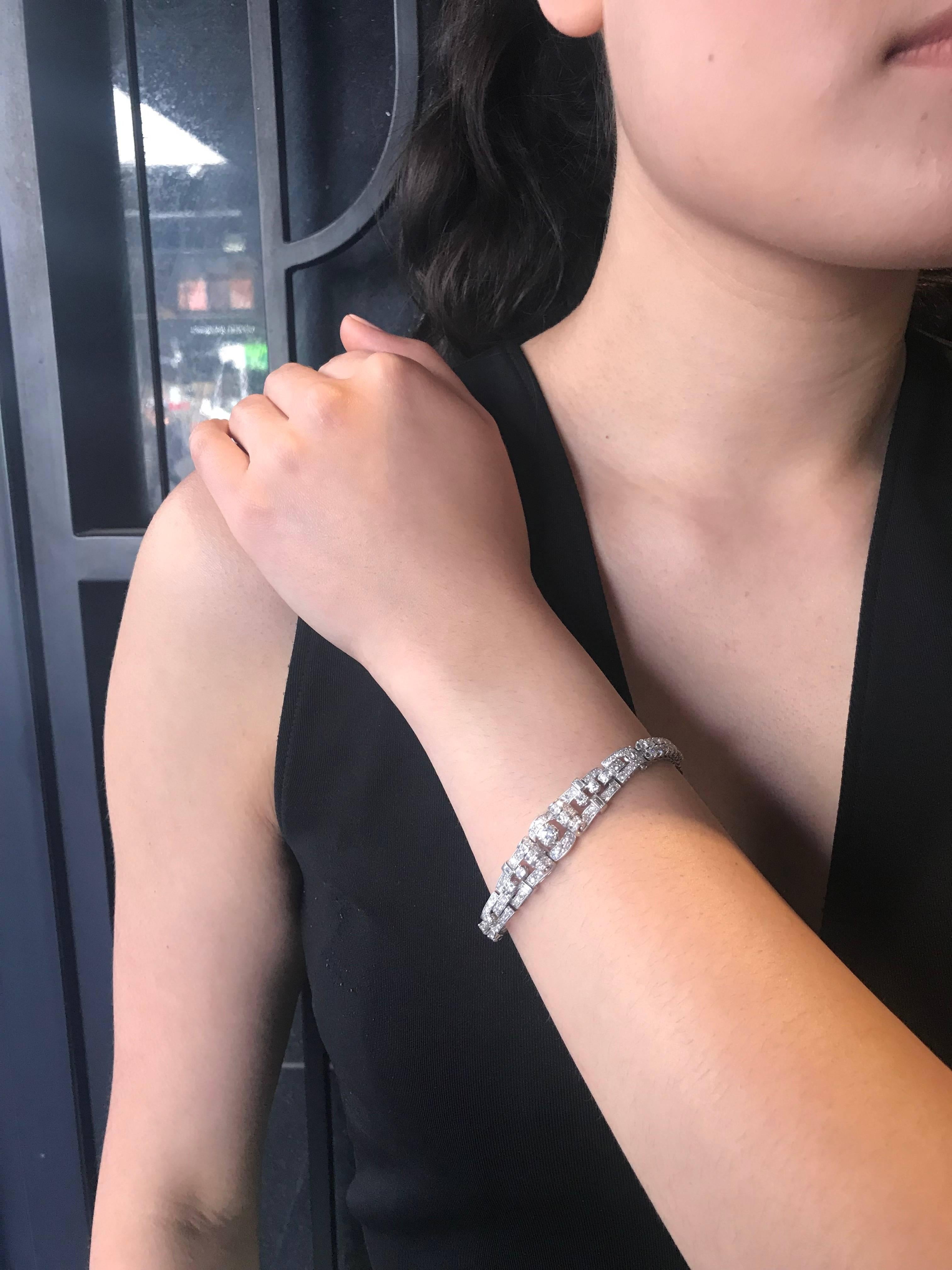 Platinum Handmade Diamond Bracelet In New Condition For Sale In Melbourne, AU