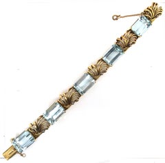 Retro Aquamarine Yellow Gold Bracelet