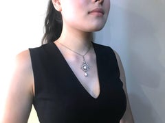 Art Deco Baroque South Sea Pearl Diamond Platinum Brooch Pendant