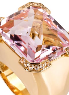 20.88 Carats Kunzite Diamond 19, 2 k Gold Ring