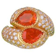 Fire Opal Diamond Ring