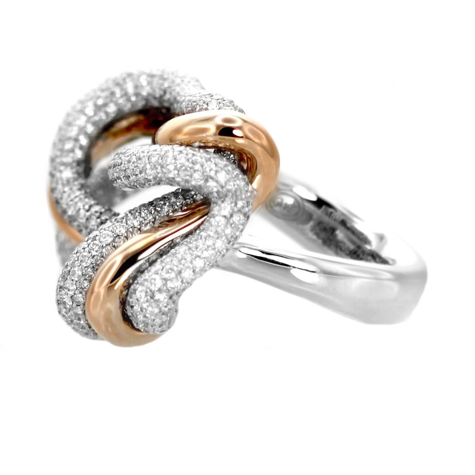 Diamond White Yellow Gold Twist Cocktail Ring by Feri In New Condition For Sale In Valenton, FR