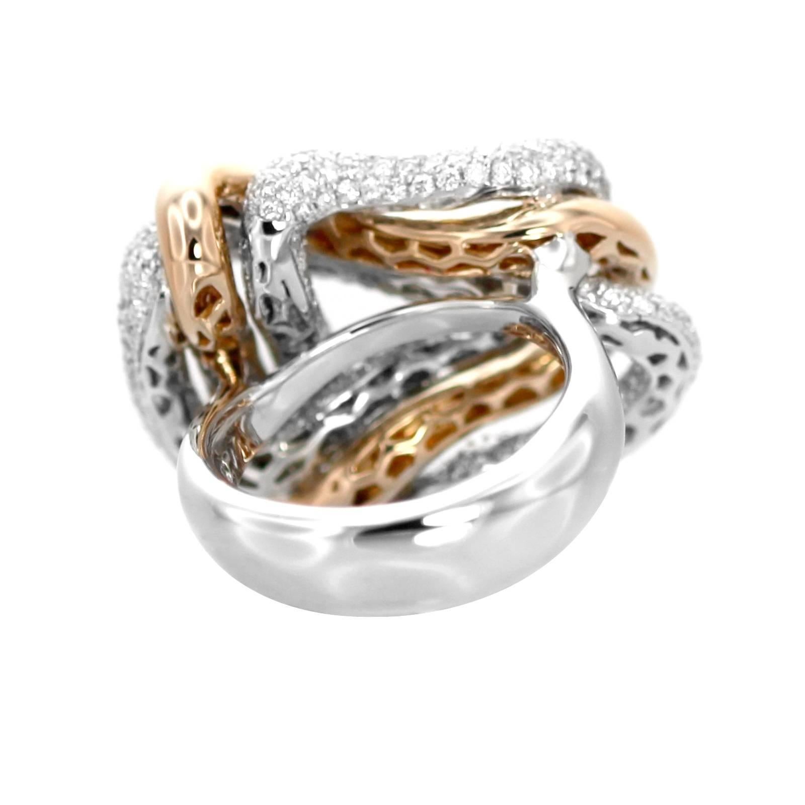 Diamond White Yellow Gold Twist Cocktail Ring by Feri For Sale 1