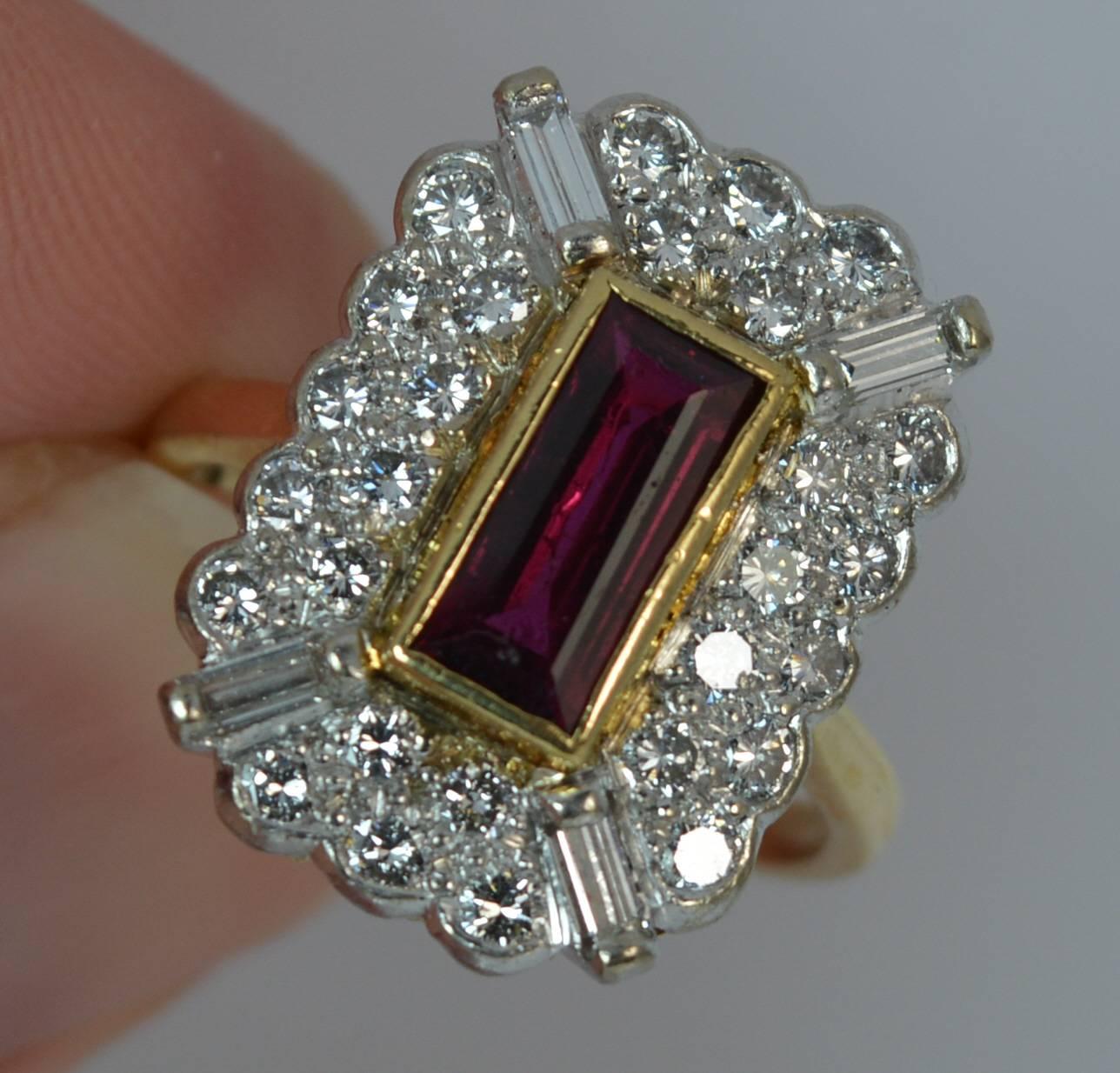 Ruby and 1.00 Carat Diamond 18 Carat Gold Panel Ring In Excellent Condition In St Helens, GB