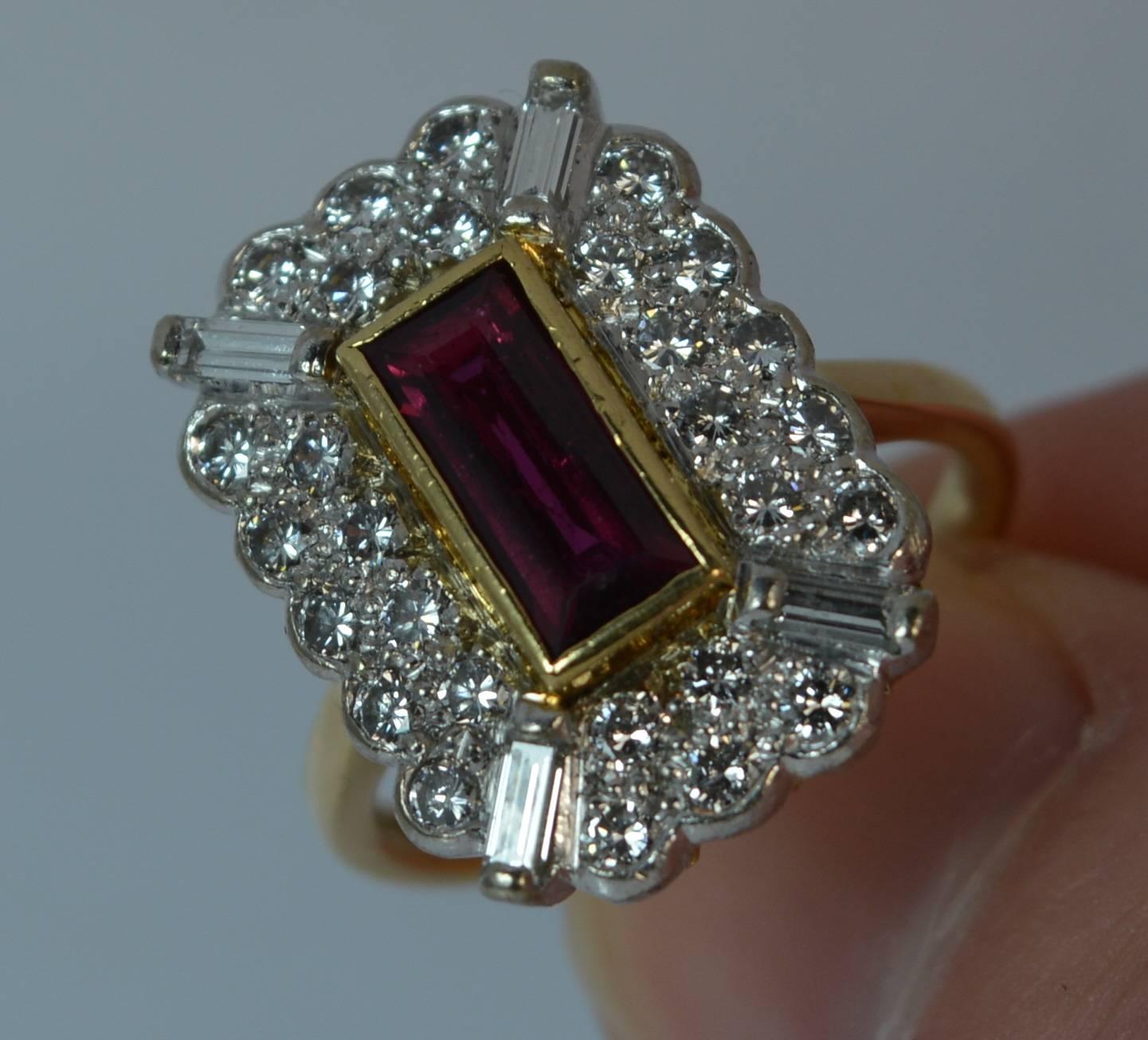 Ruby and 1.00 Carat Diamond 18 Carat Gold Panel Ring 1