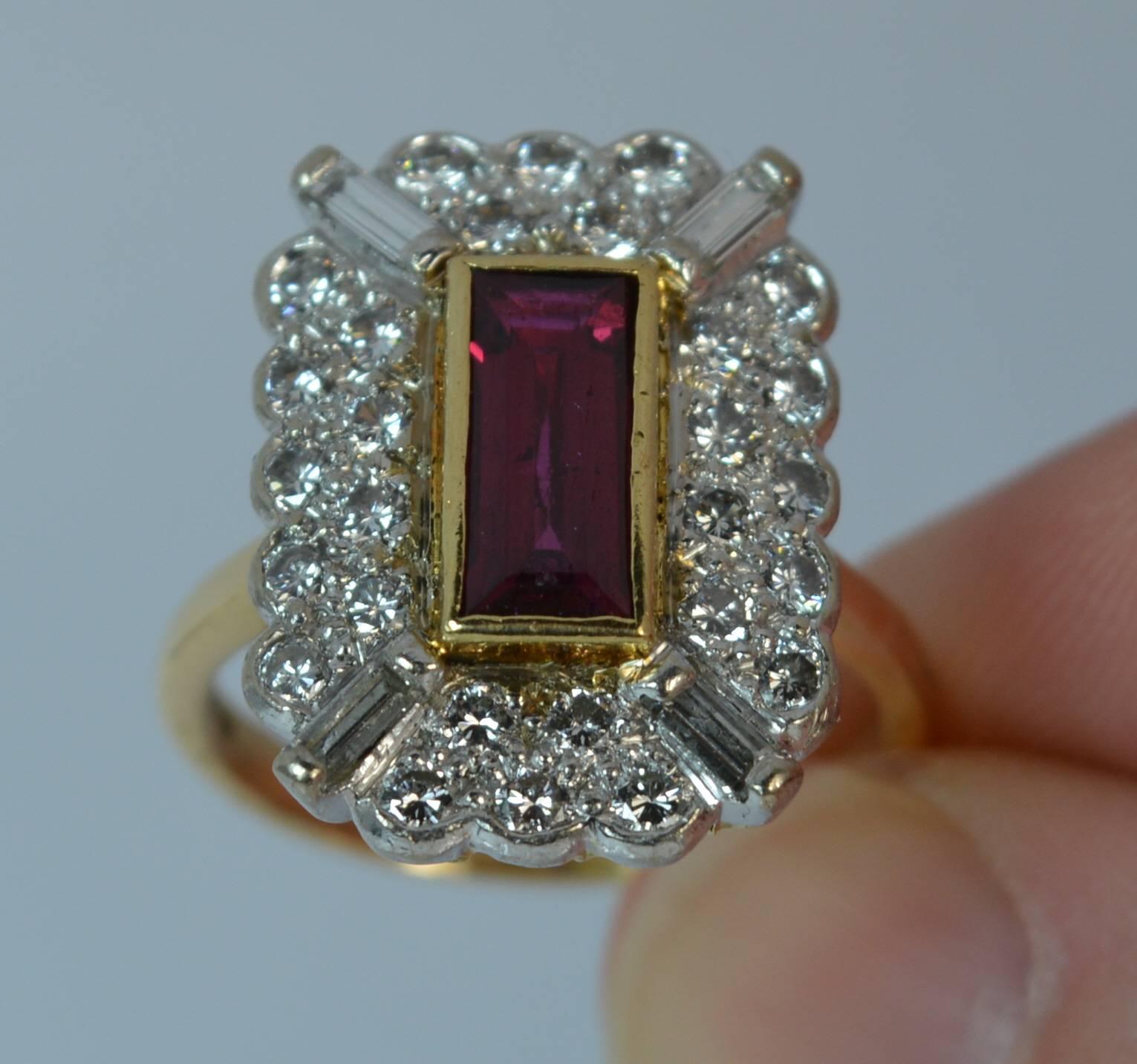 Art Deco Ruby and 1.00 Carat Diamond 18 Carat Gold Panel Ring
