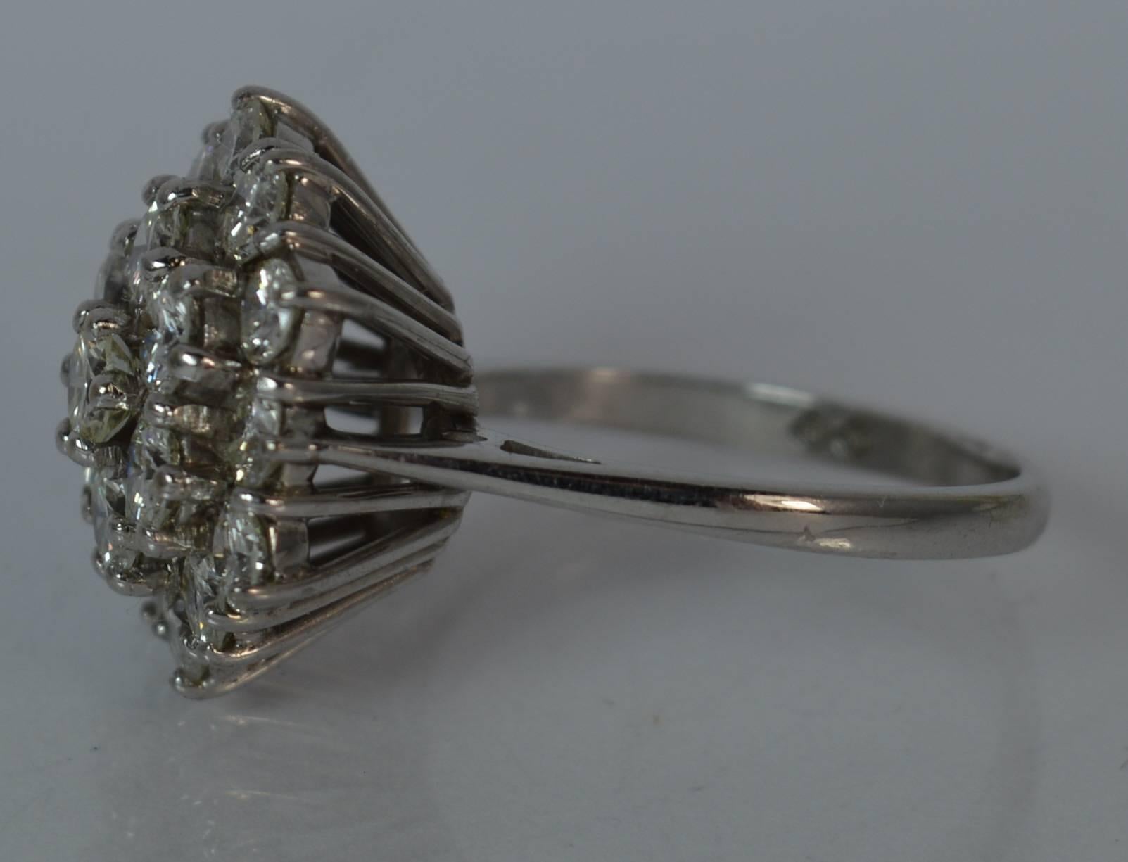 Women's 2.30 Carat Diamond 18 Carat White Gold Cluster Ring