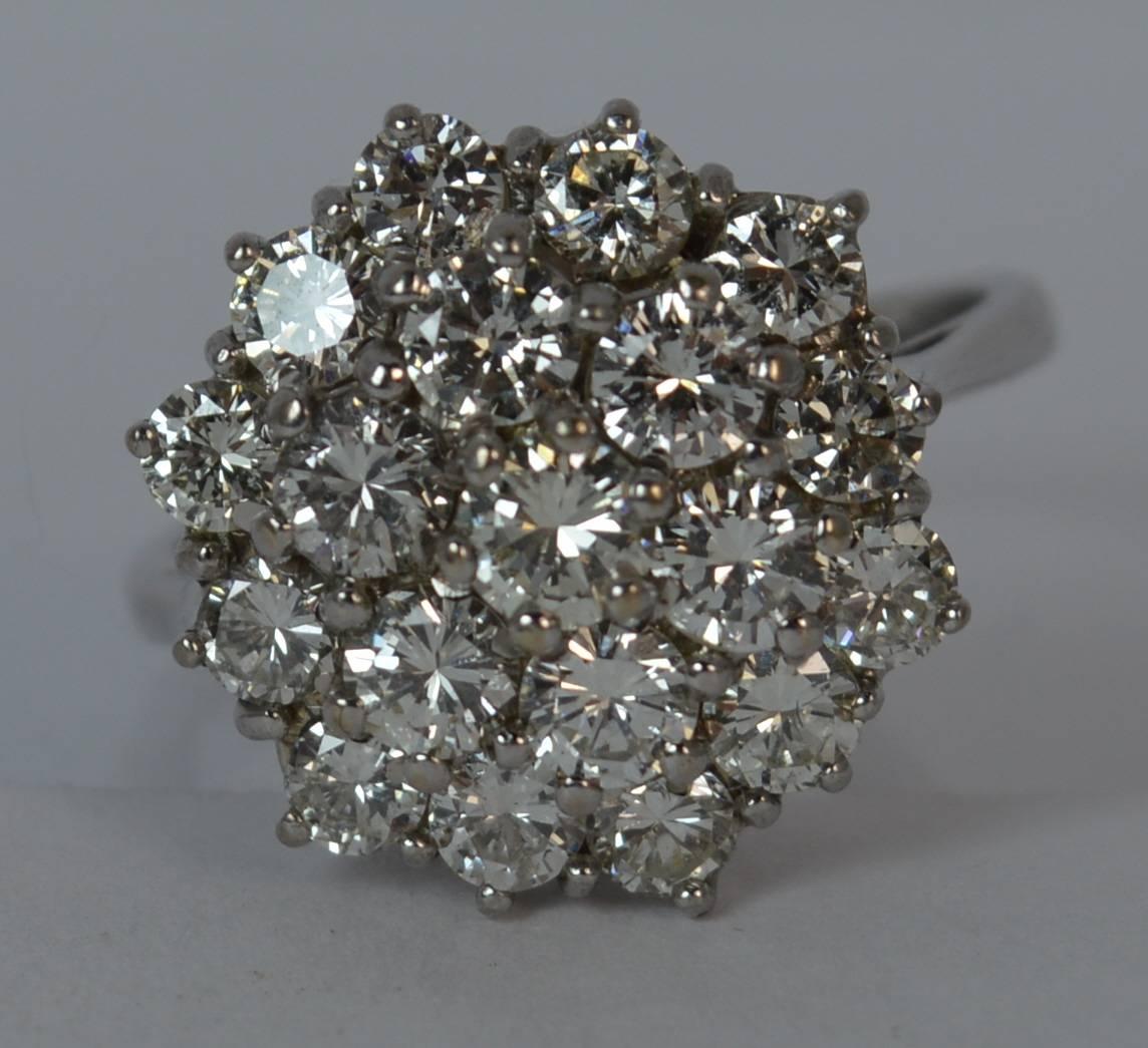 2.30 Carat Diamond 18 Carat White Gold Cluster Ring 3