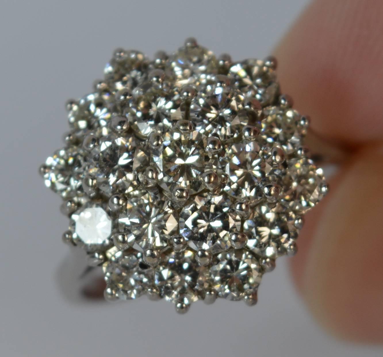 Round Cut 2.30 Carat Diamond 18 Carat White Gold Cluster Ring
