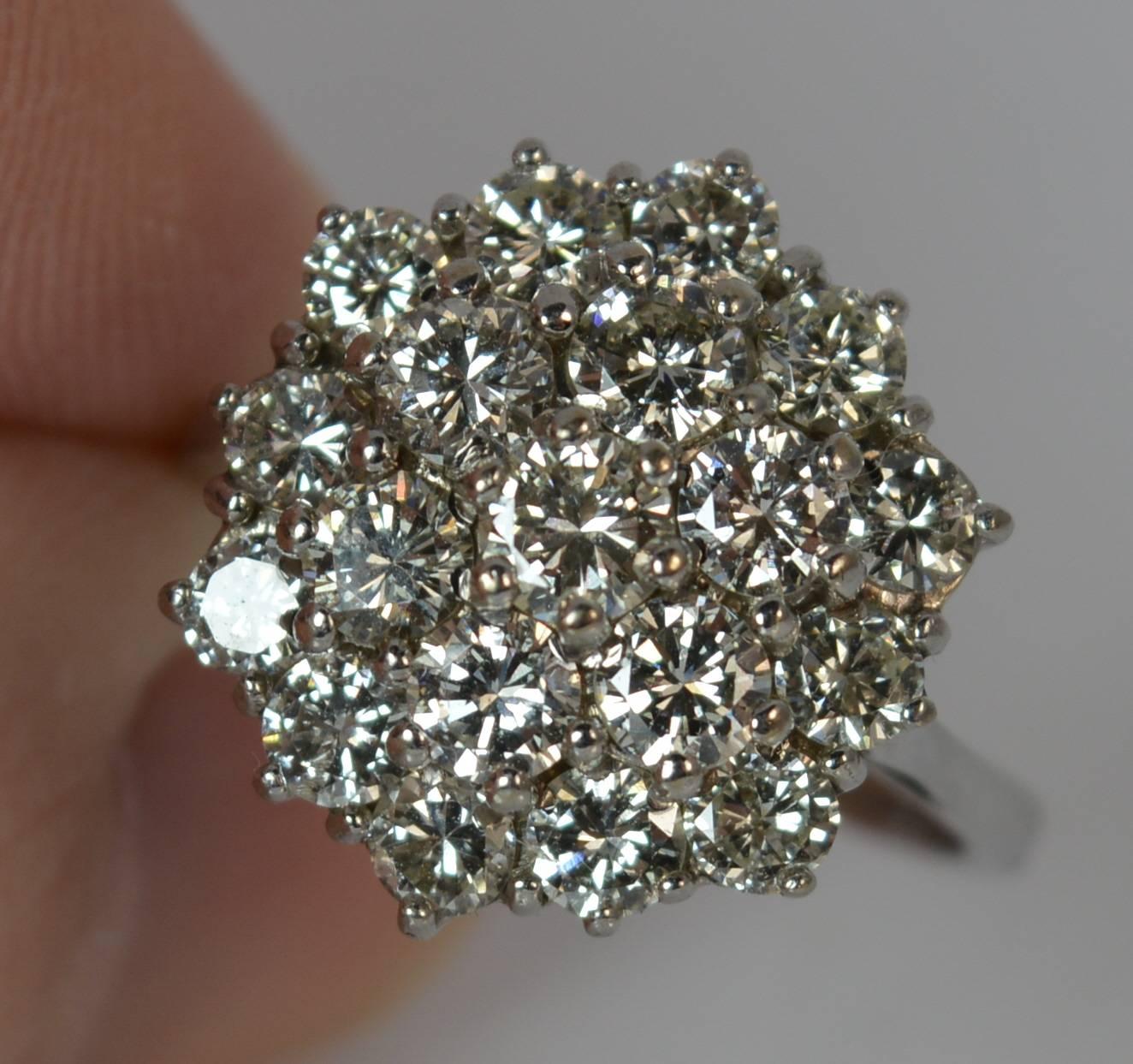 2.30 Carat Diamond 18 Carat White Gold Cluster Ring In Excellent Condition In St Helens, GB