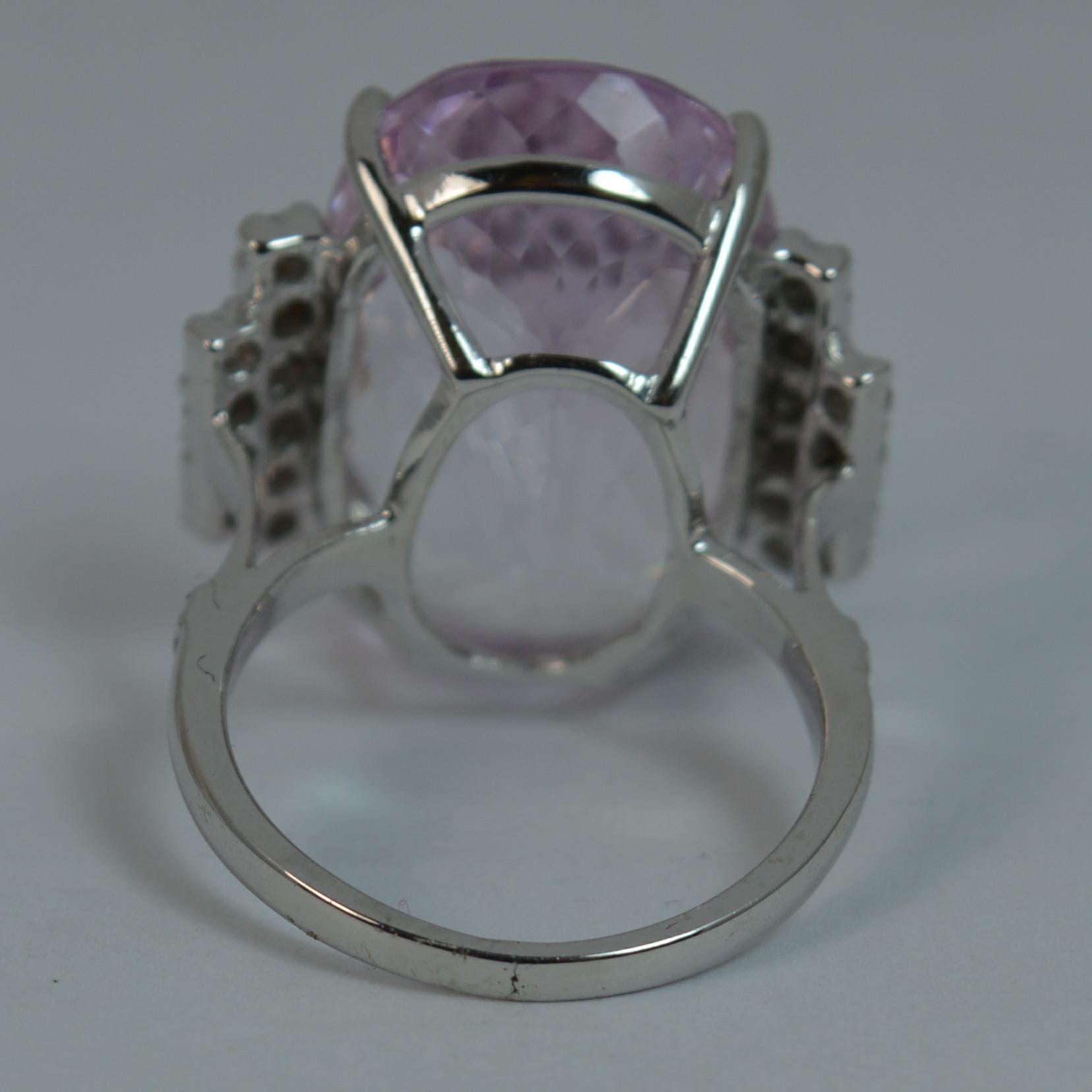 Natural Kunzite 20 Diamond 18 Carat White Gold Ladies Ring 3