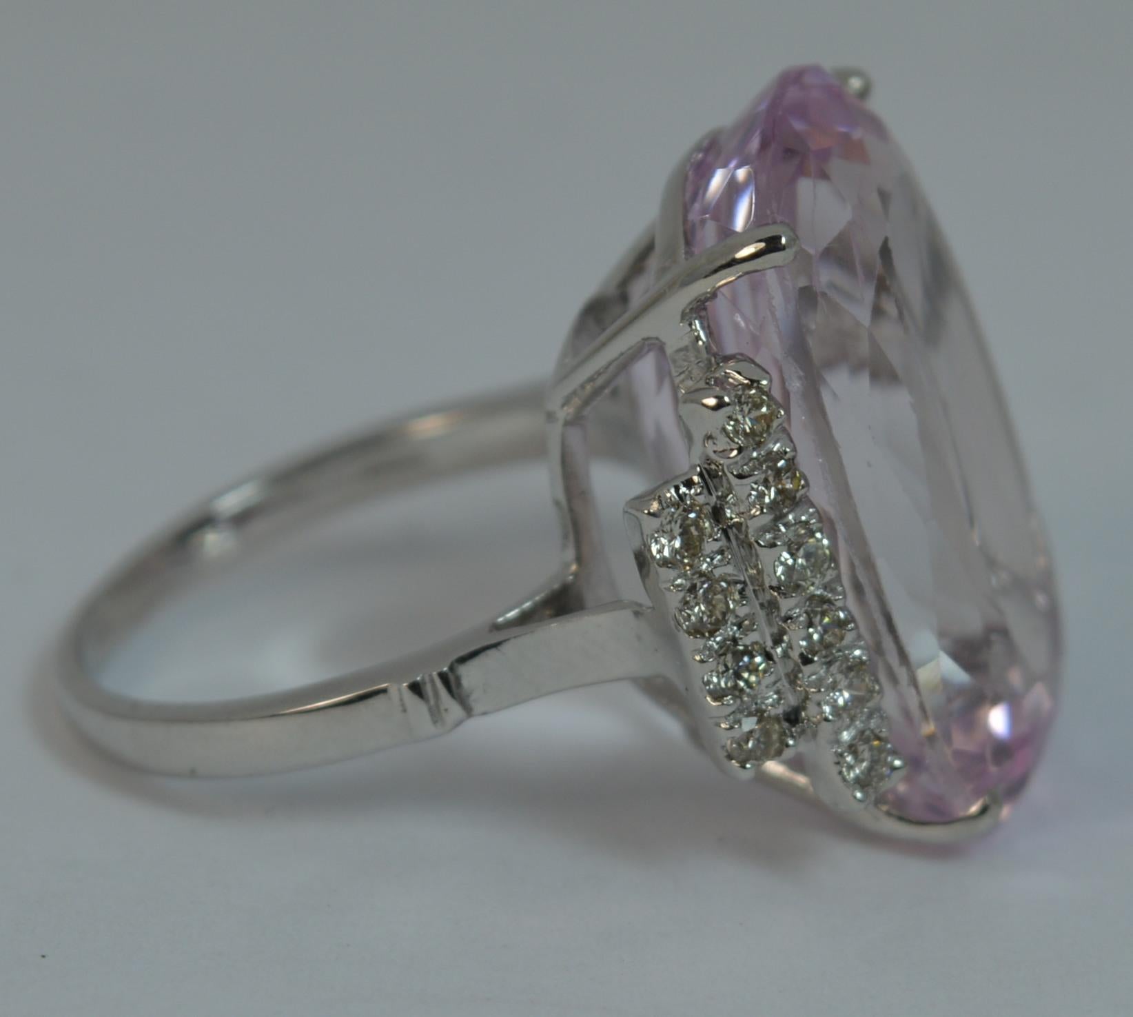 Natural Kunzite 20 Diamond 18 Carat White Gold Ladies Ring 4