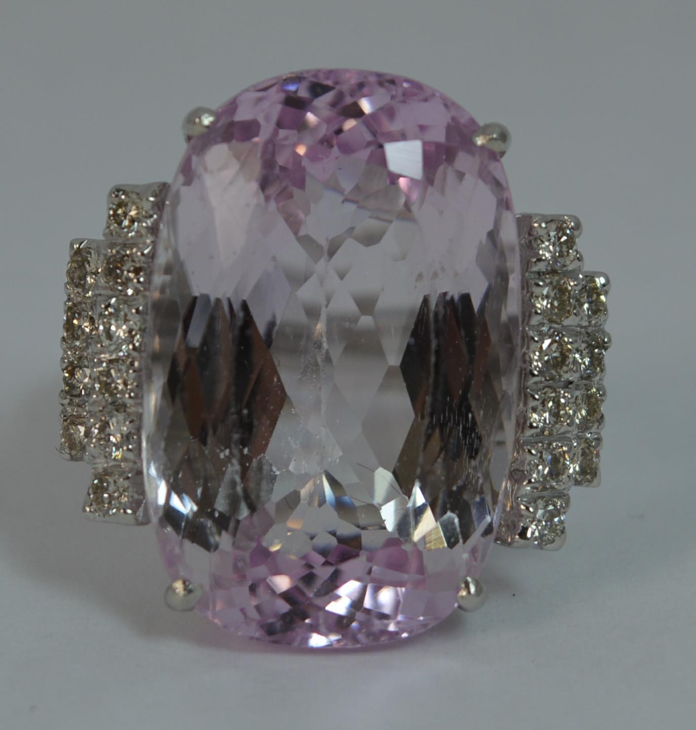 Natural Kunzite 20 Diamond 18 Carat White Gold Ladies Ring 6