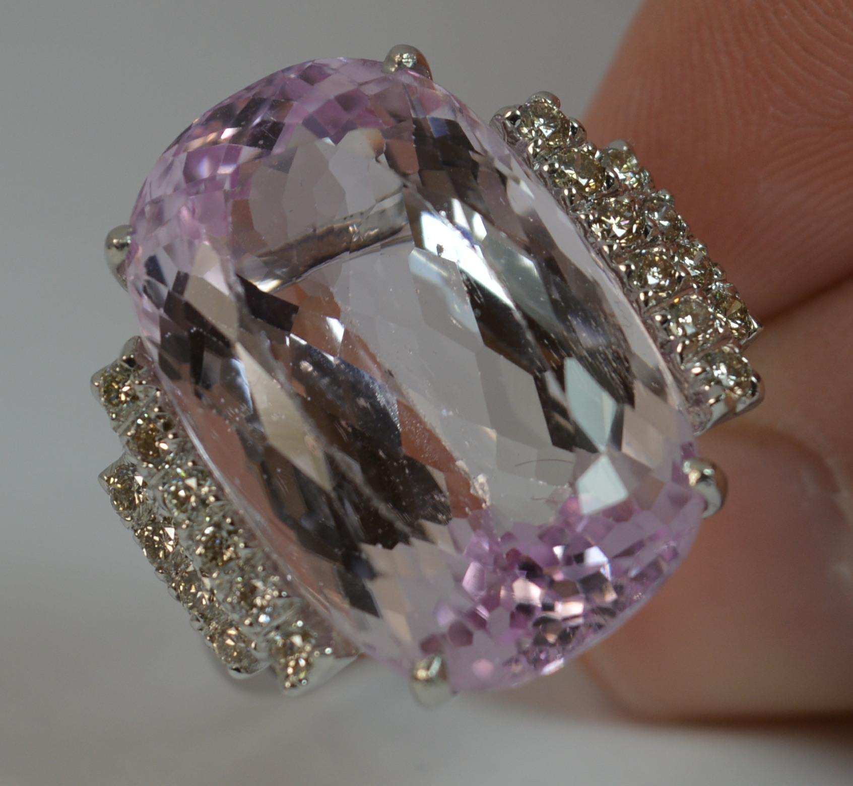 Natural Kunzite 20 Diamond 18 Carat White Gold Ladies Ring 7