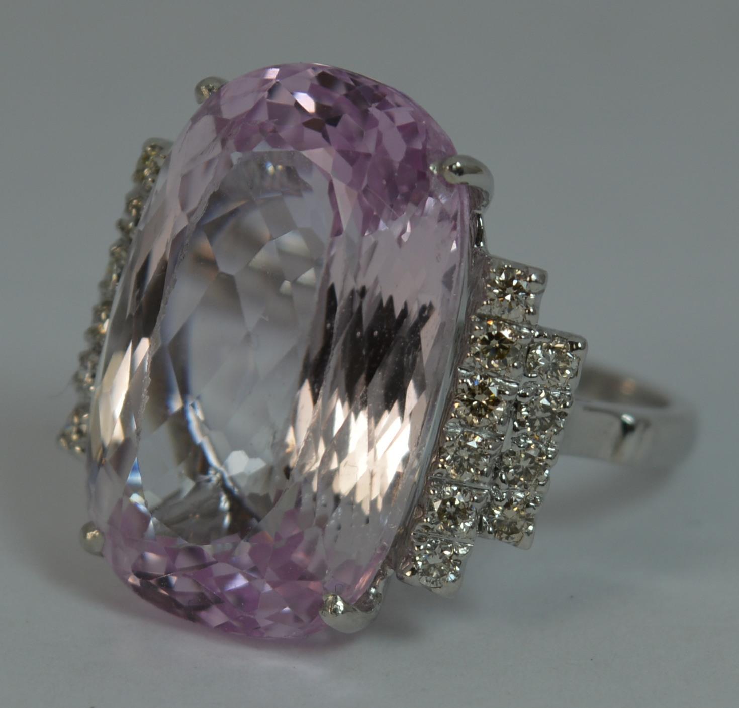 Natural Kunzite 20 Diamond 18 Carat White Gold Ladies Ring 5