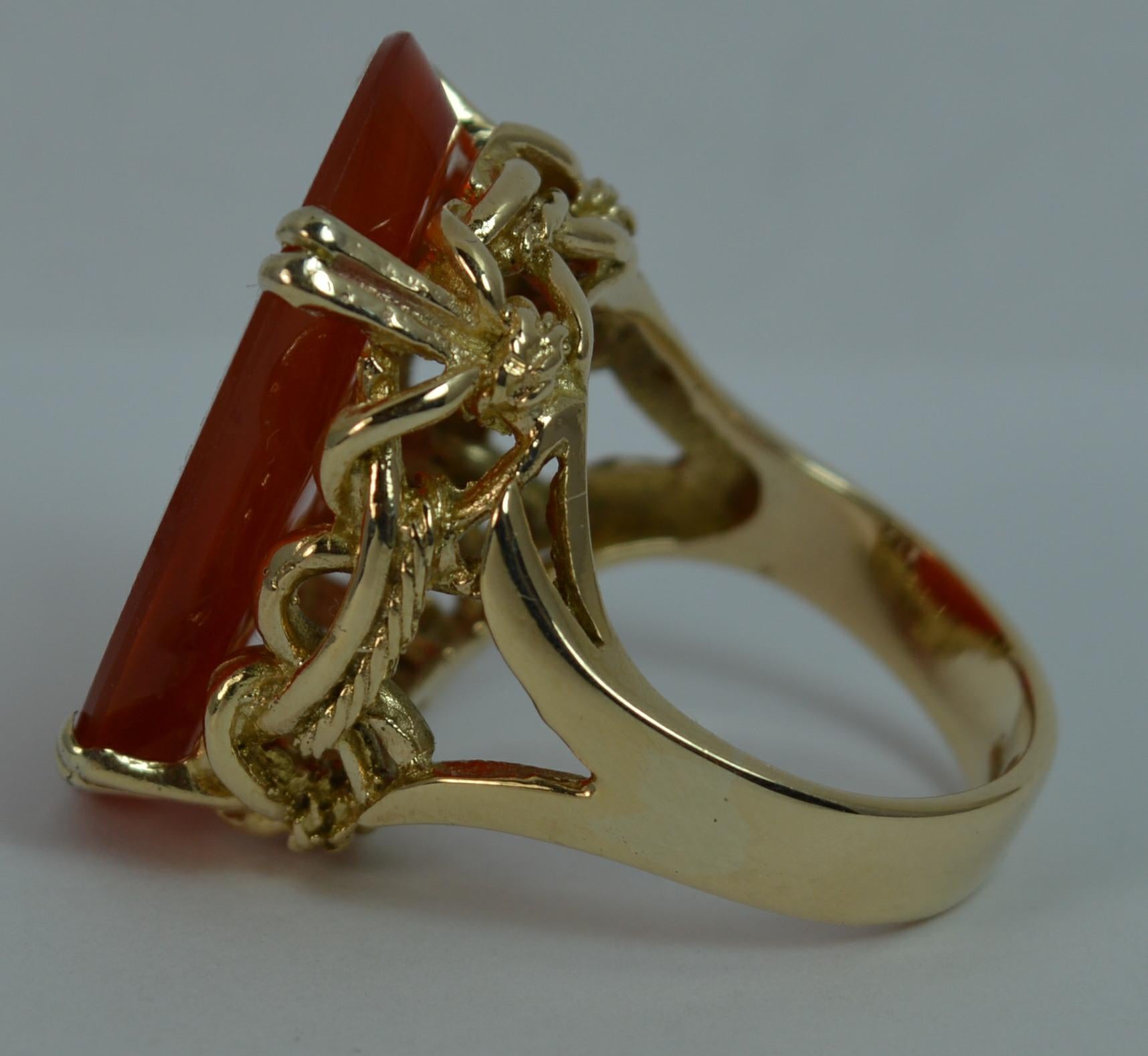 Large Wild Boar Head Carnelian Agate and 9 Carat Gold Intaglio Seal Signet Ring 2