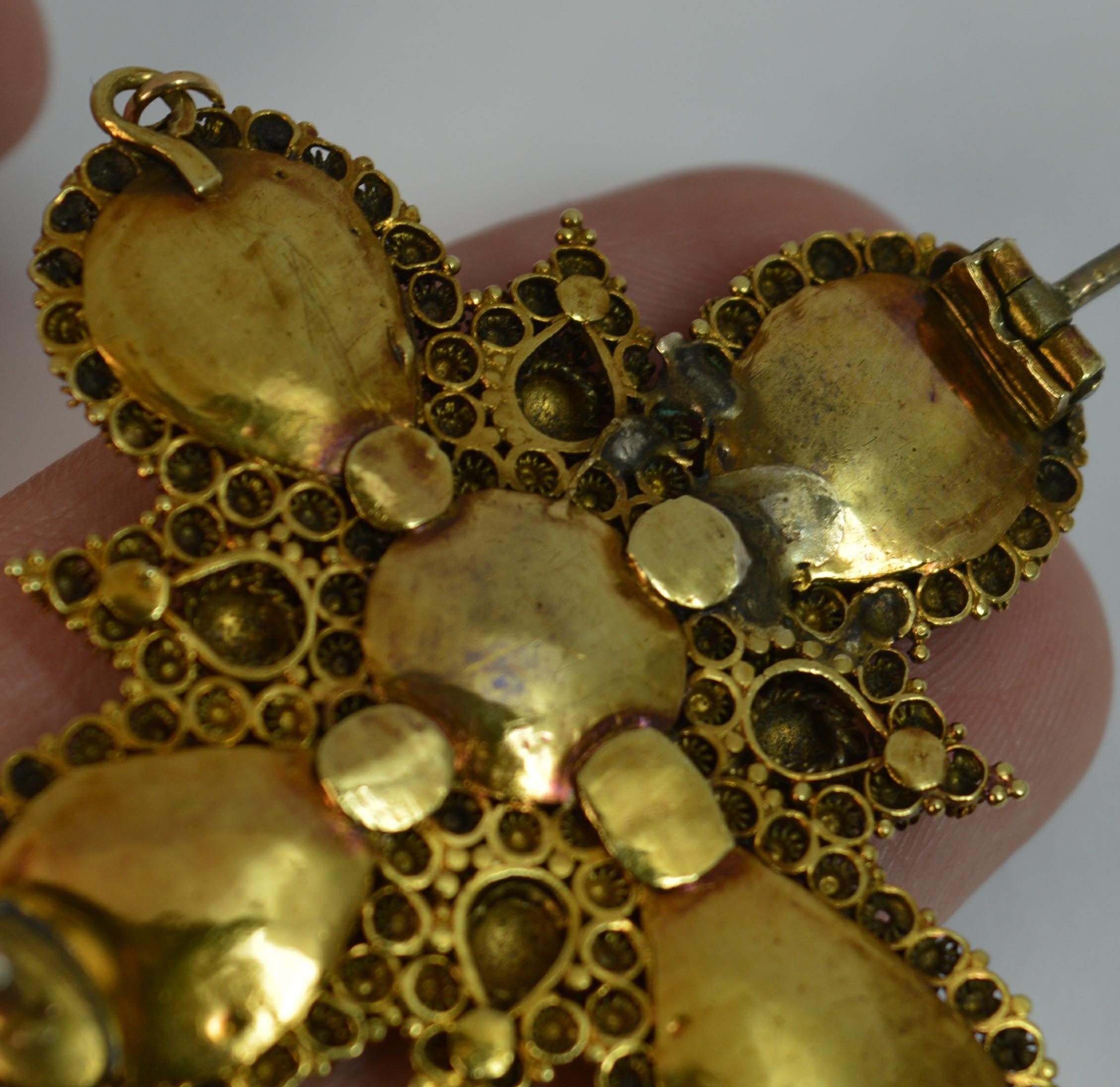 Huge Georgian Foiled Back Garnet Cabochon 15 Carat Gold Pendant Brooch ...