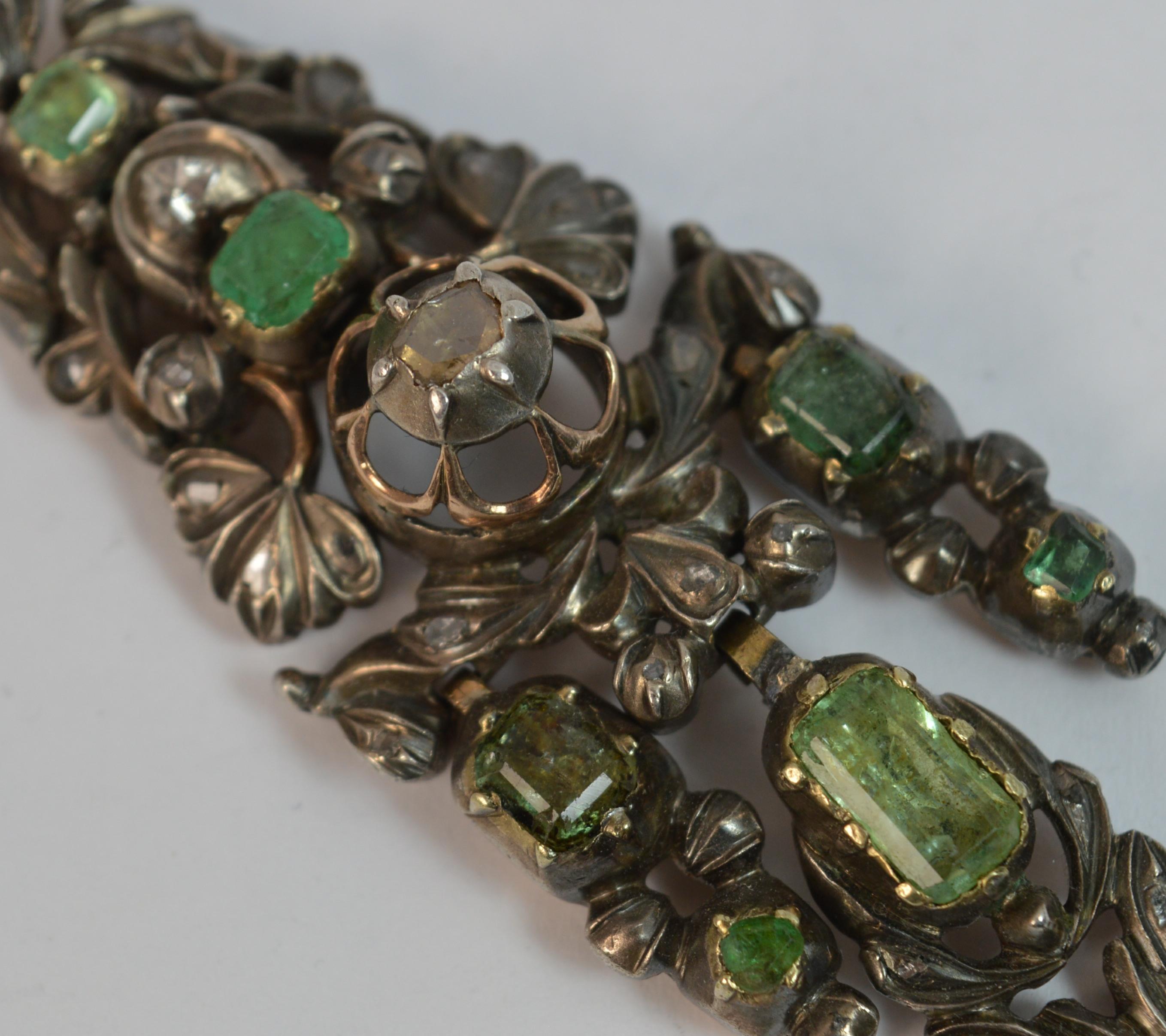 George III Georgian Portuguese Emerald Diamond and Rose Gold Earrings