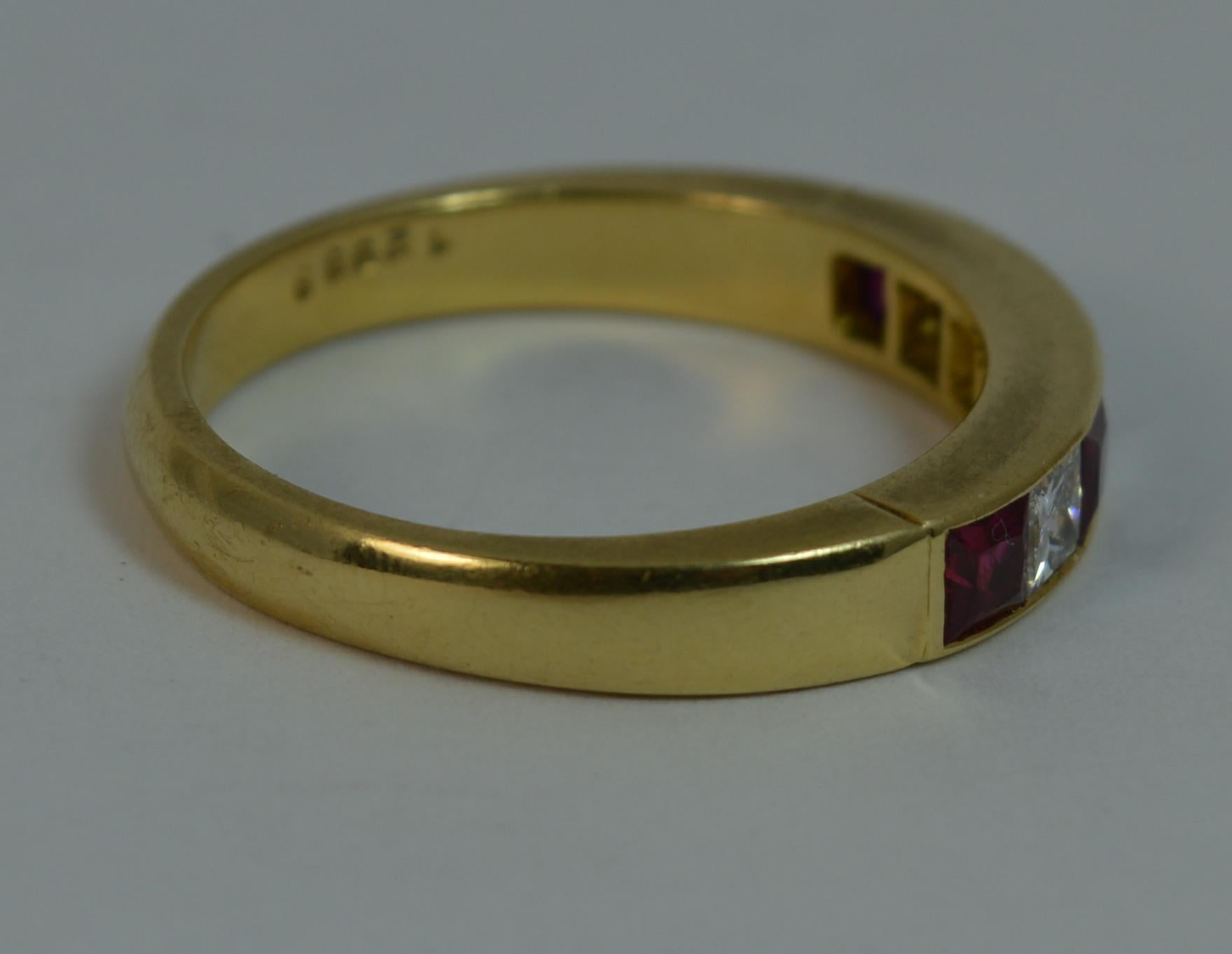 Modern Cropp and Farr VS 0.90 Carat Diamond and Ruby 18 Carat Gold Half Eternity Ring