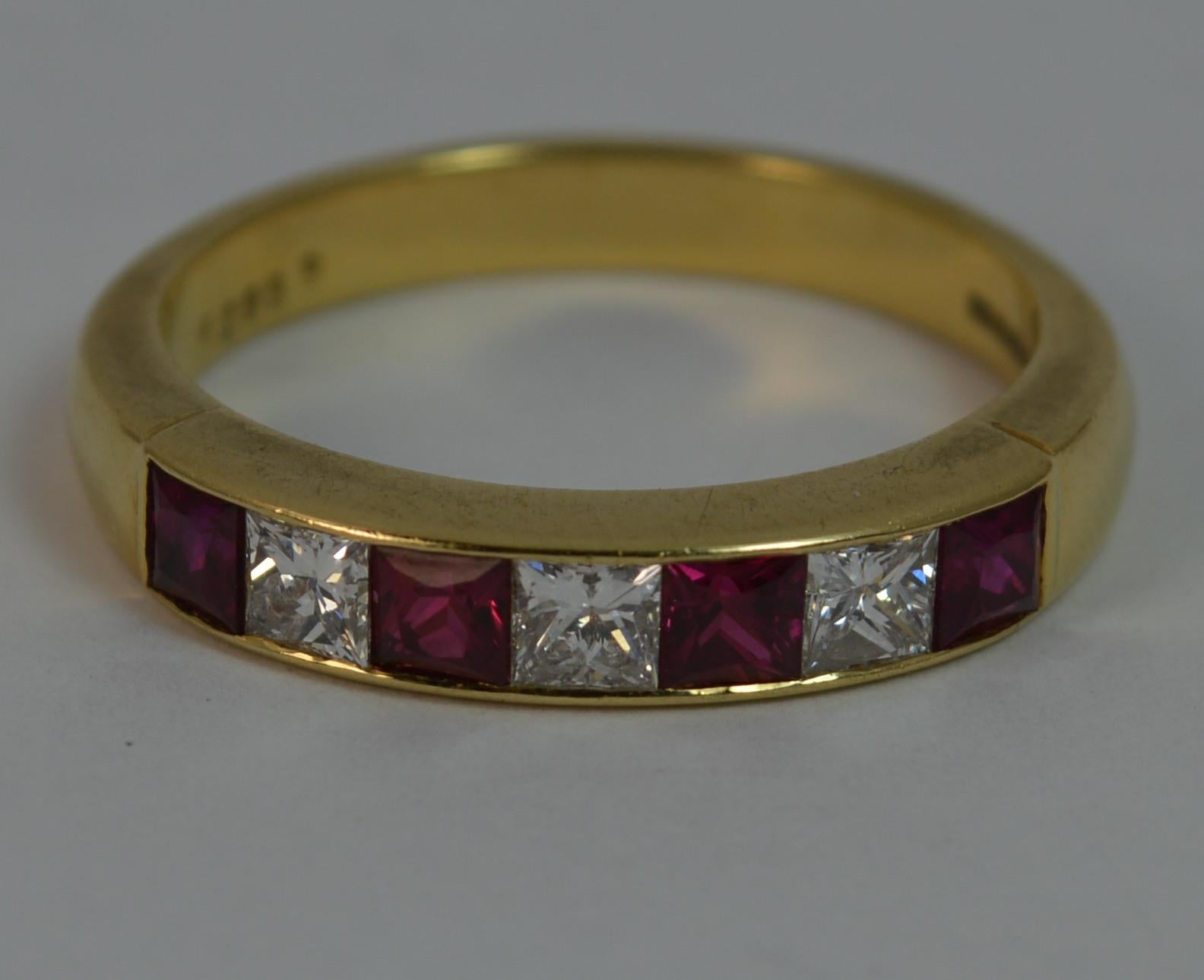 Cropp and Farr VS 0.90 Carat Diamond and Ruby 18 Carat Gold Half Eternity Ring In Excellent Condition In St Helens, GB