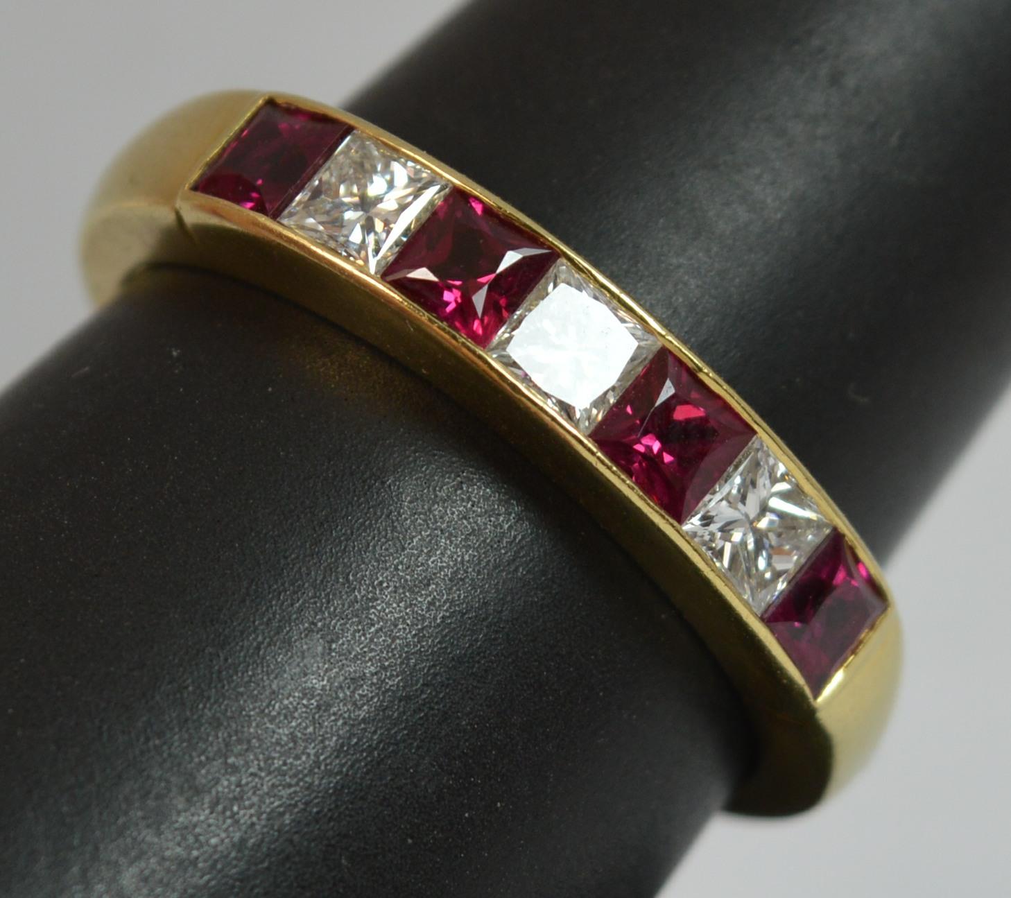 Women's Cropp and Farr VS 0.90 Carat Diamond and Ruby 18 Carat Gold Half Eternity Ring