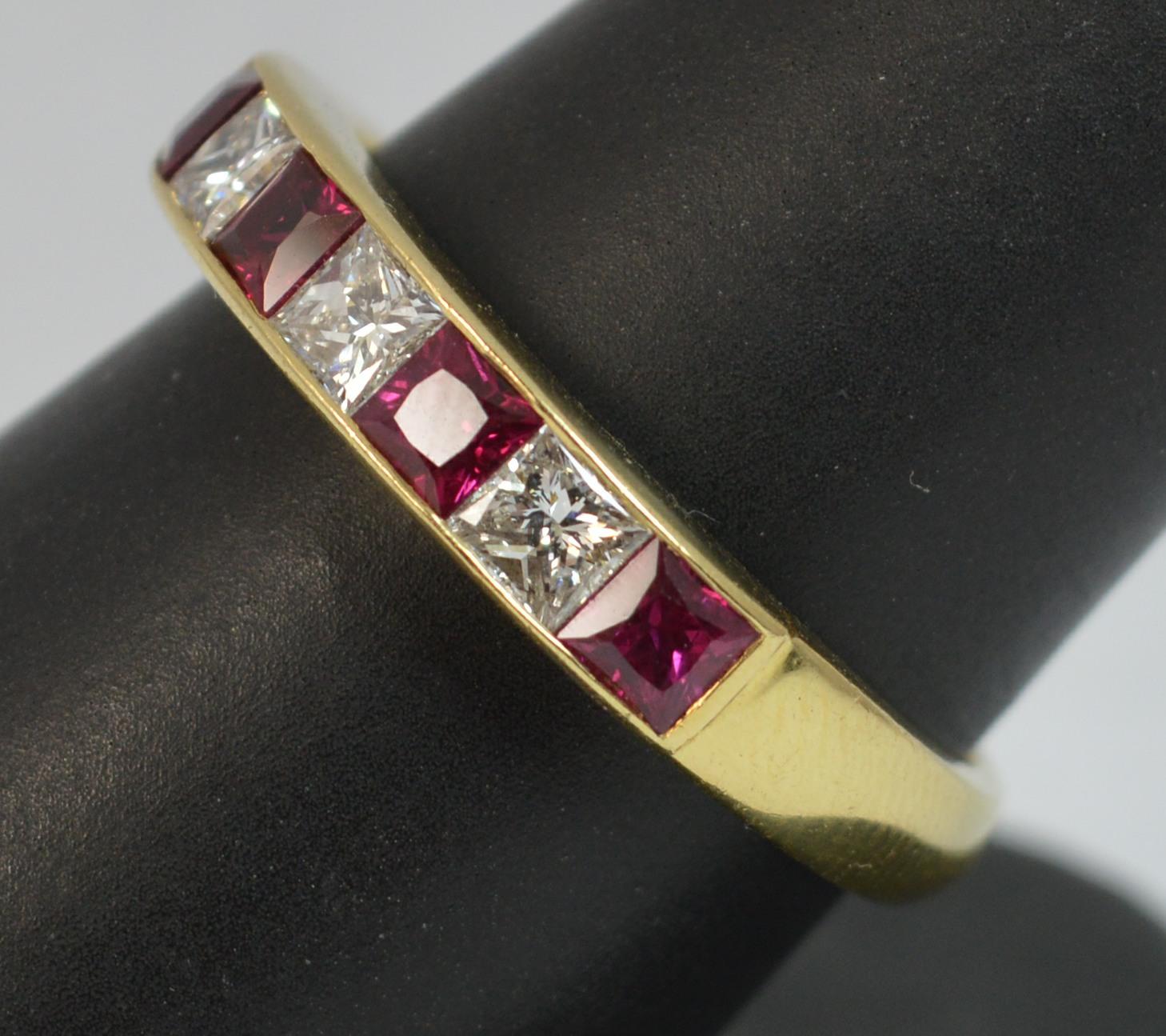 Cropp and Farr VS 0.90 Carat Diamond and Ruby 18 Carat Gold Half Eternity Ring 1