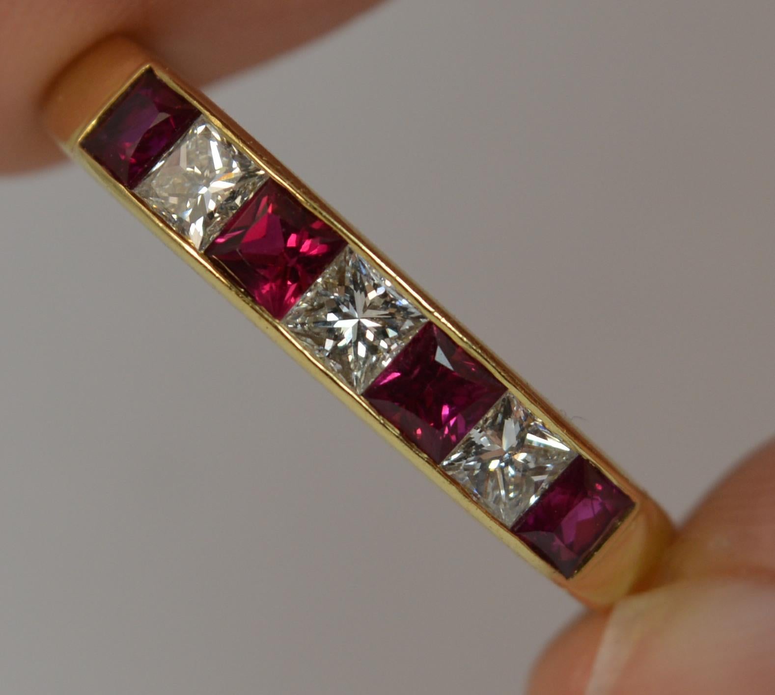 Cropp and Farr VS 0.90 Carat Diamond and Ruby 18 Carat Gold Half Eternity Ring 2