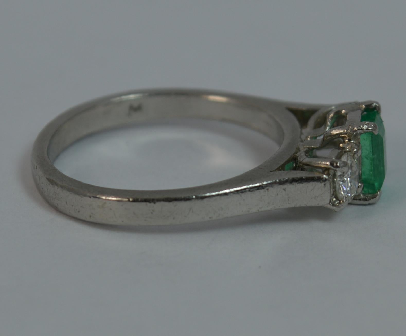 Platinum Emerald and Diamond Trilogy Engagement Ring 1