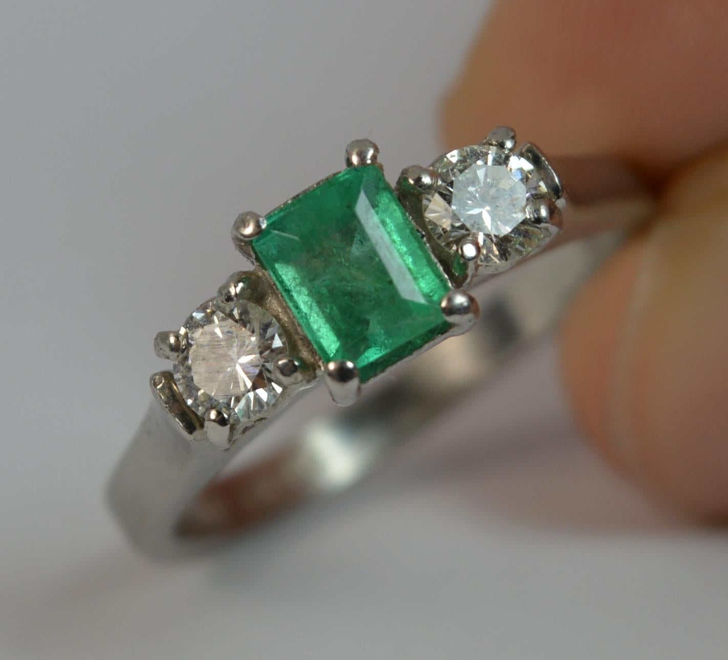 Platinum Emerald and Diamond Trilogy Engagement Ring 2
