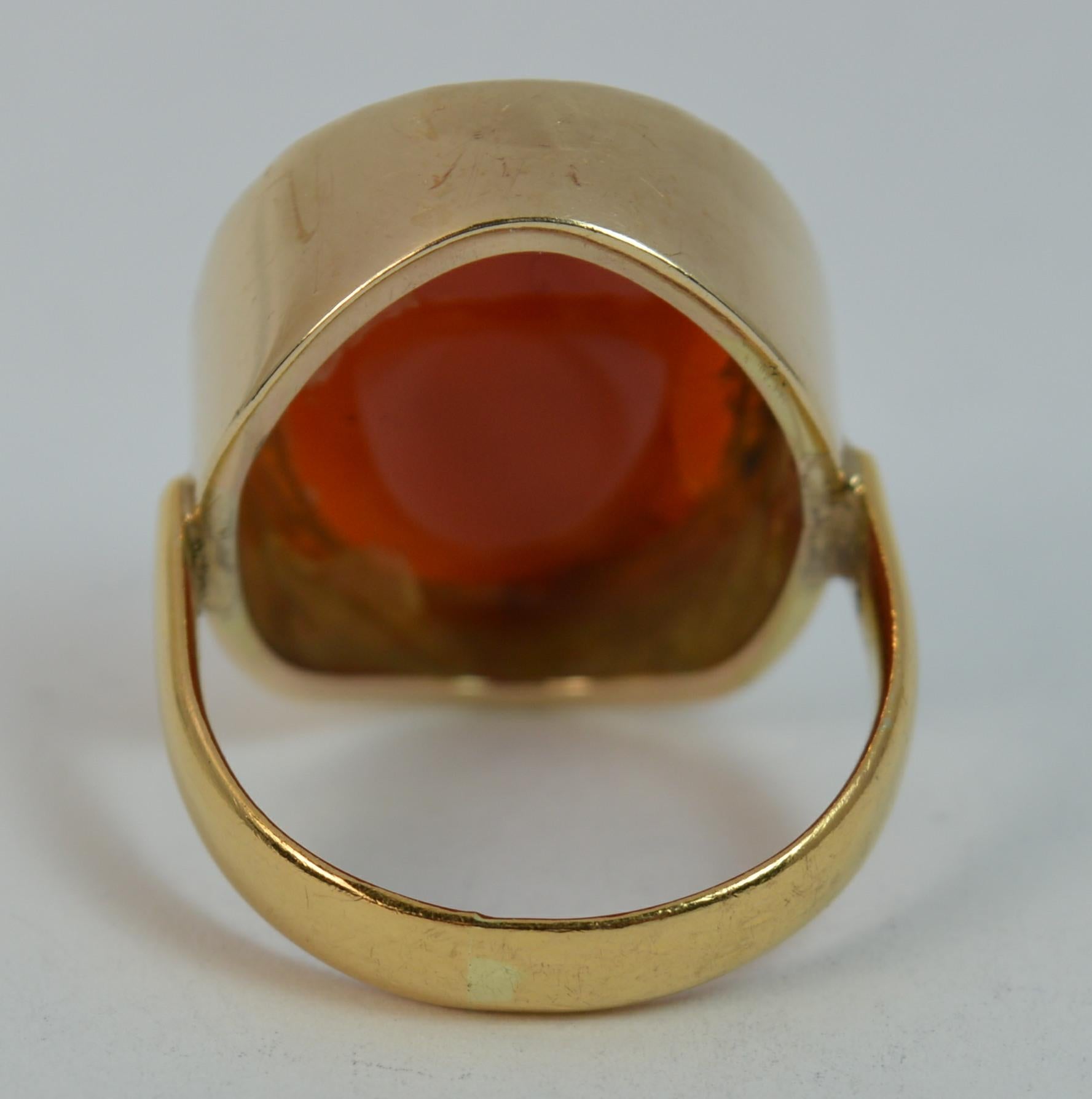 Women's Huge Antique 22 Carat Gold and Carnelian Intaglio Seal Signet Ring Mercury God