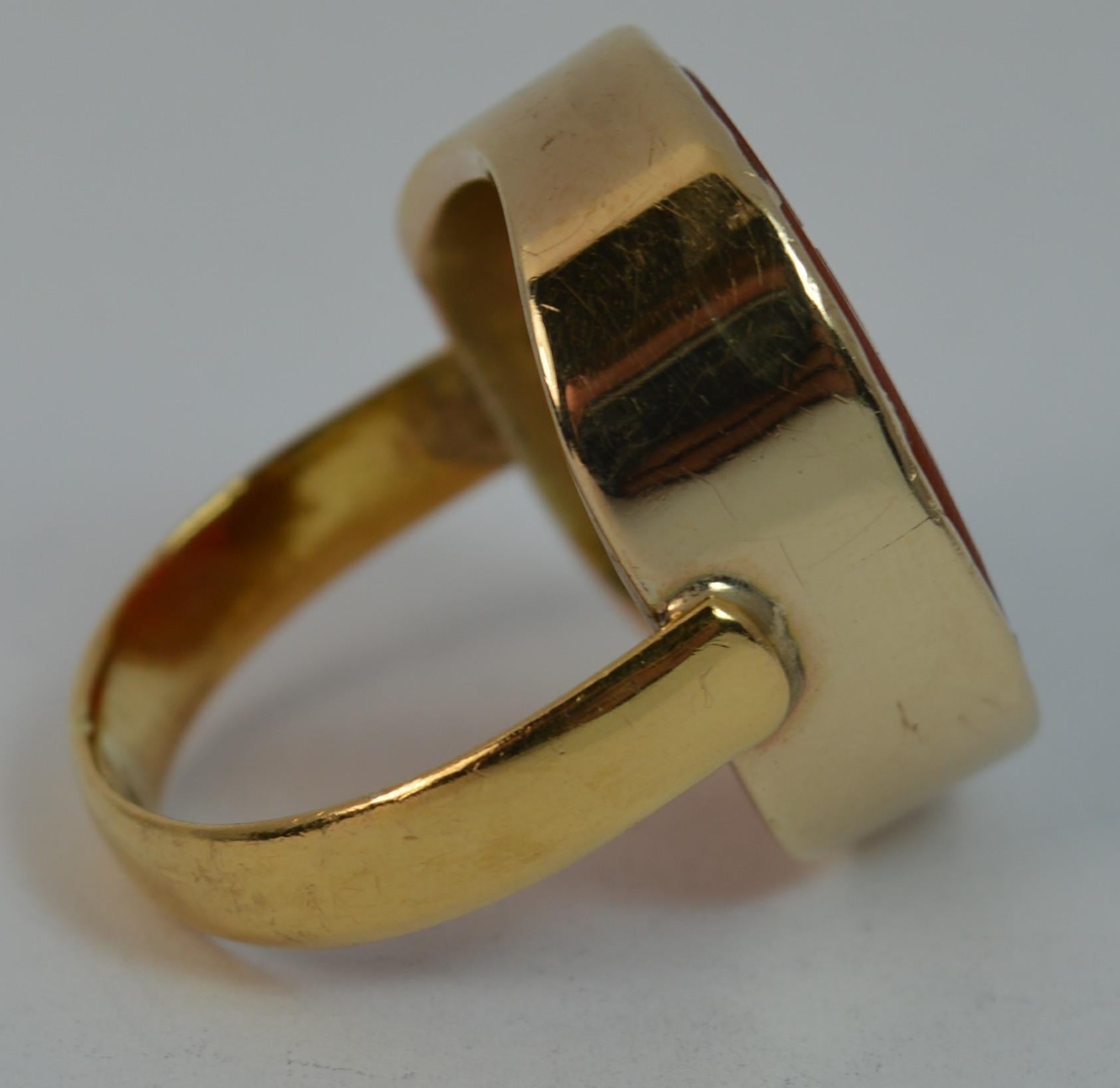 Huge Antique 22 Carat Gold and Carnelian Intaglio Seal Signet Ring Mercury God 1