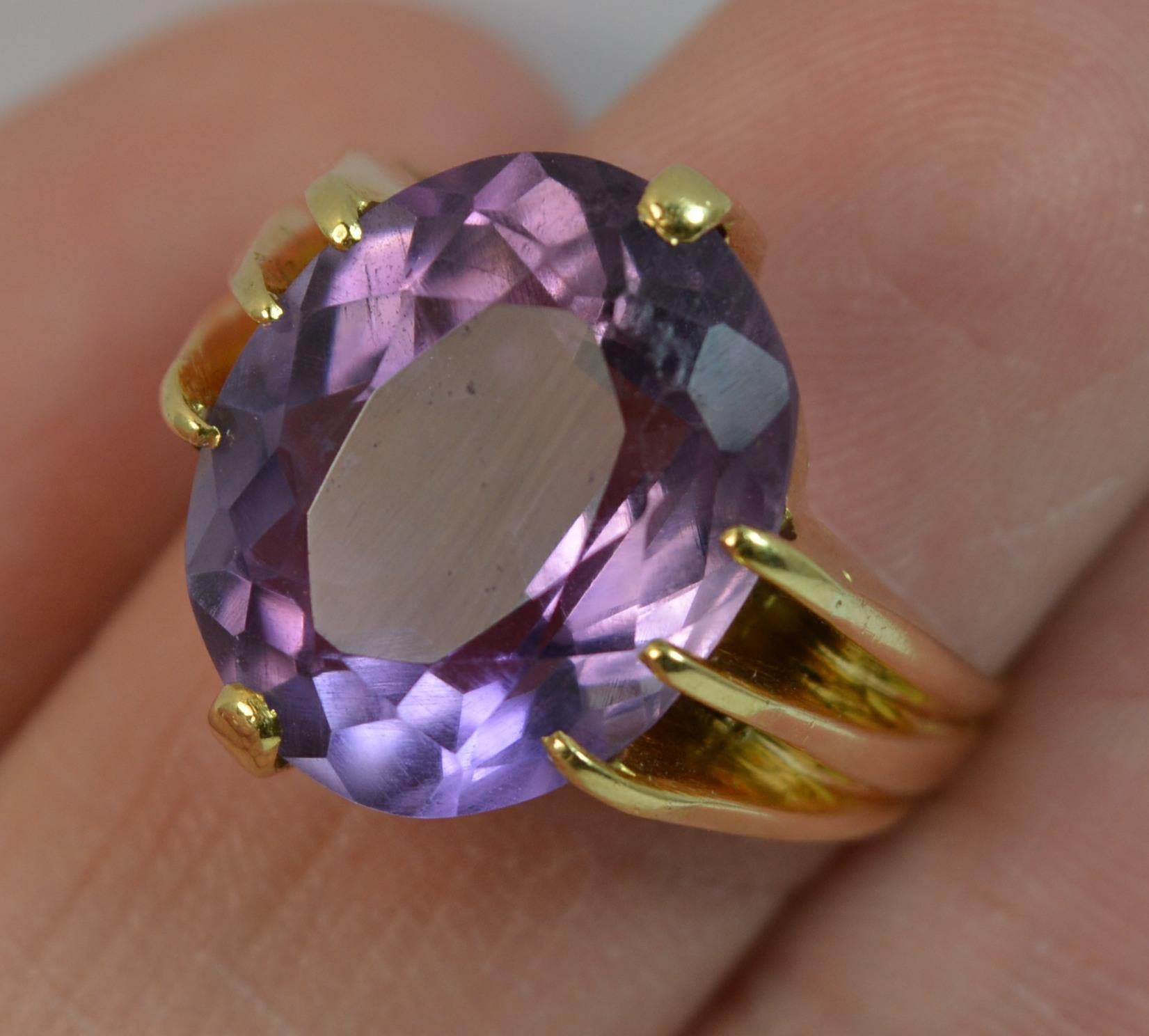 Women's Heavy 1900 Victorian 18 Carat Gold and Large Amethyst Solitaire Ring