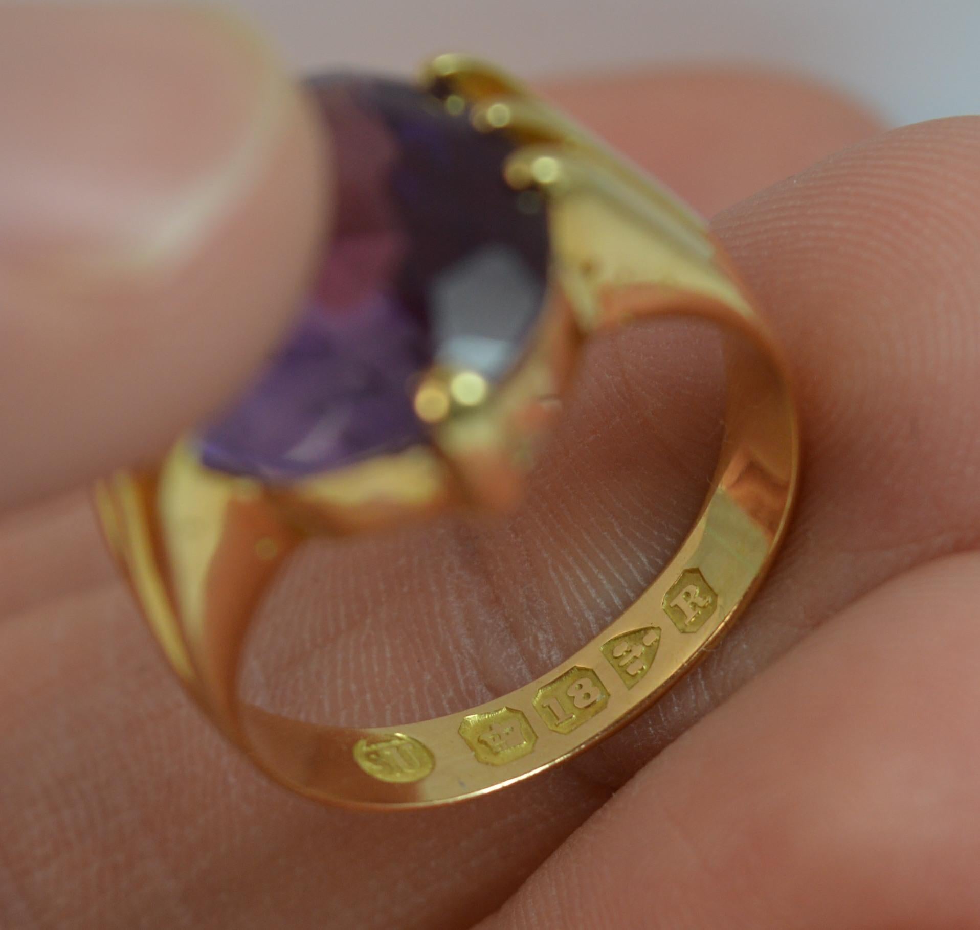 Heavy 1900 Victorian 18 Carat Gold and Large Amethyst Solitaire Ring 2
