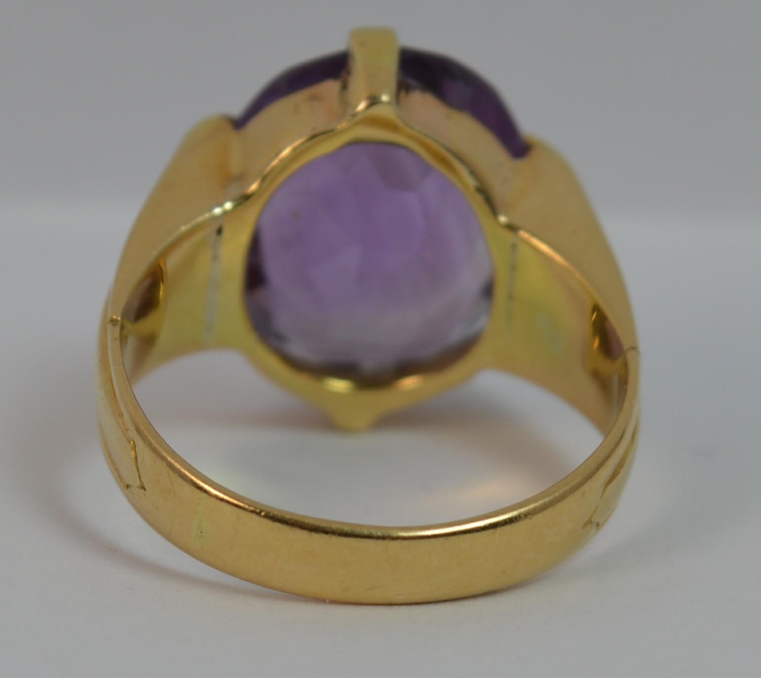 Heavy 1900 Victorian 18 Carat Gold and Large Amethyst Solitaire Ring 4
