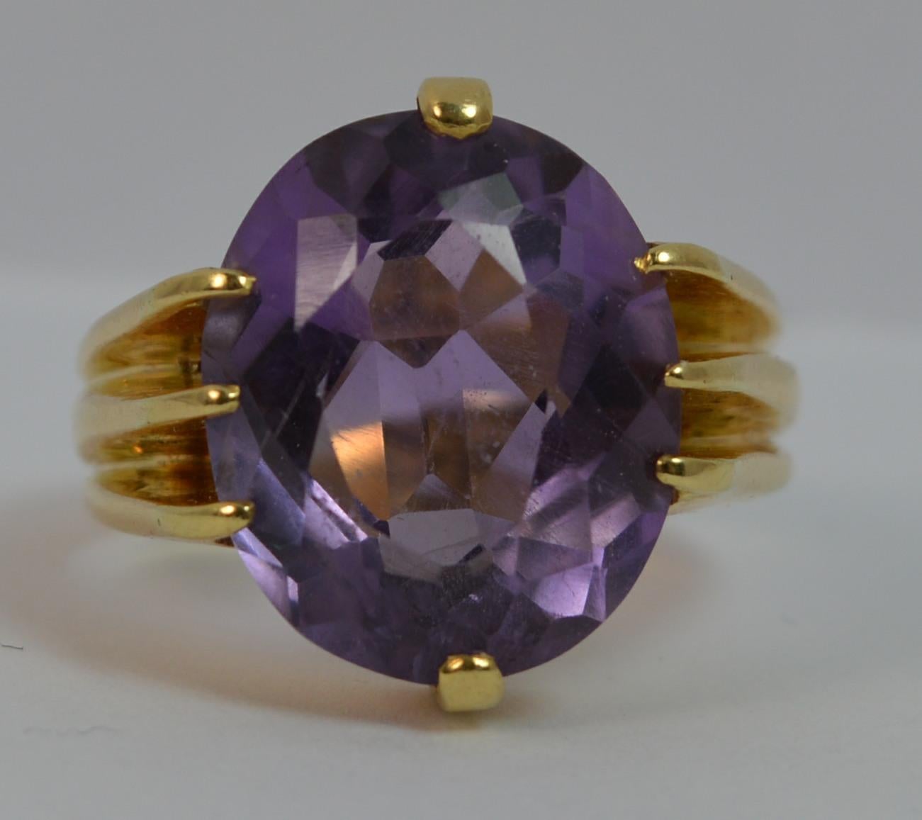 Heavy 1900 Victorian 18 Carat Gold and Large Amethyst Solitaire Ring 6