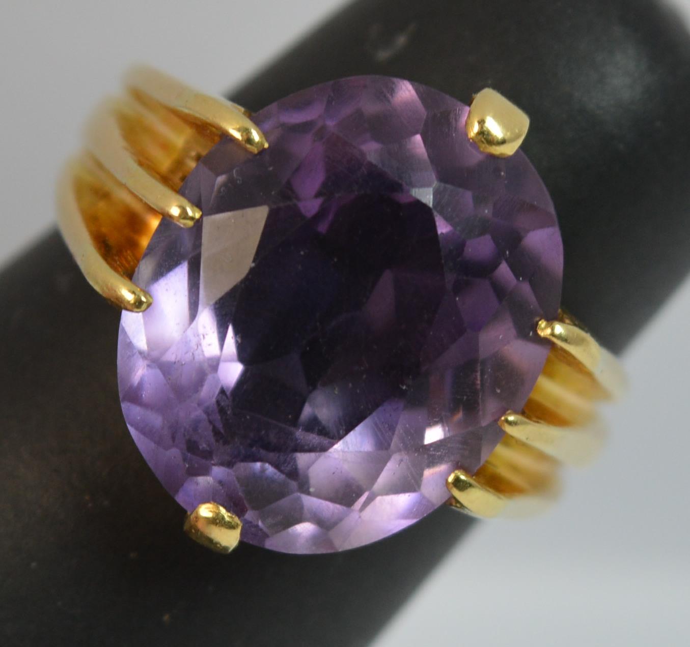 Heavy 1900 Victorian 18 Carat Gold and Large Amethyst Solitaire Ring 7