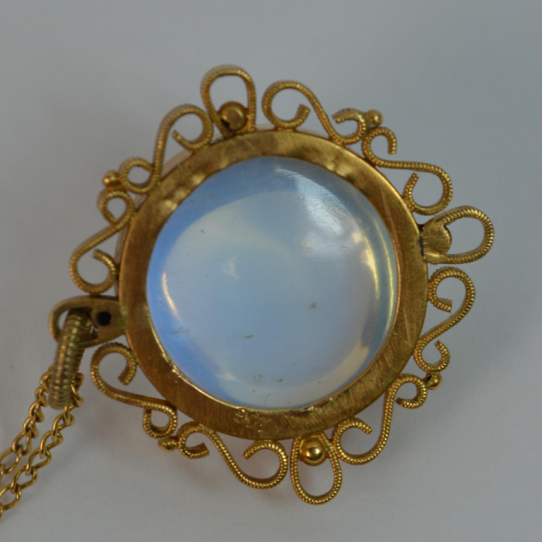 Victorian Large Moonstone Solitaire and 9 Carat Gold Pendant and Chain 1