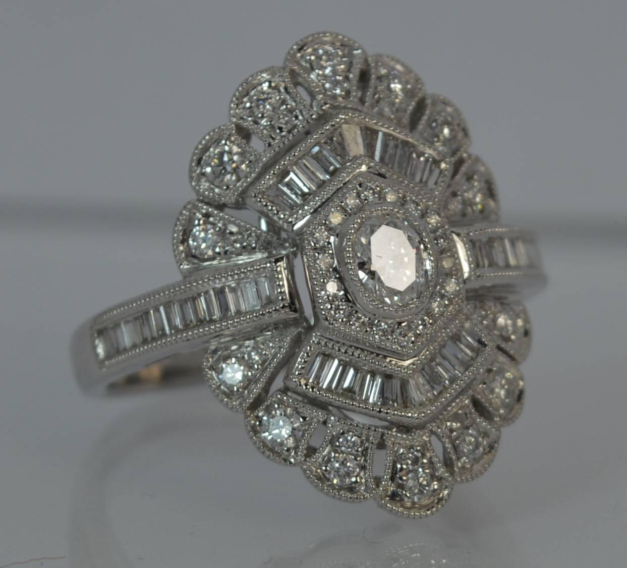 Edwardian Design 18 Carat White Gold and Diamond Cluster Ring 3