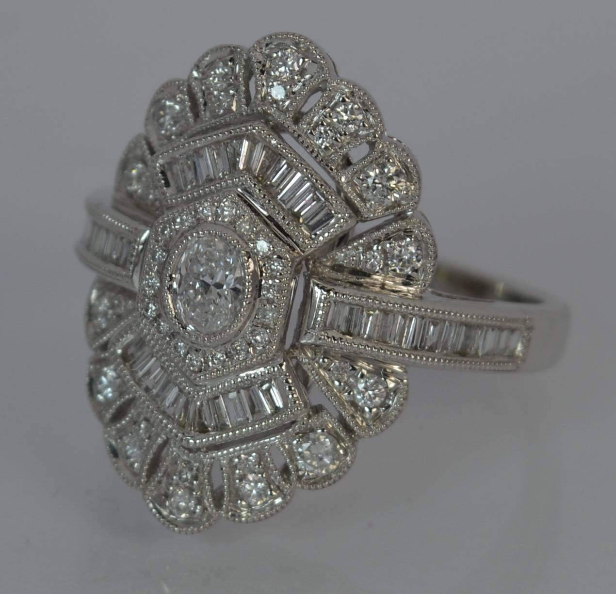 Edwardian Design 18 Carat White Gold and Diamond Cluster Ring 2