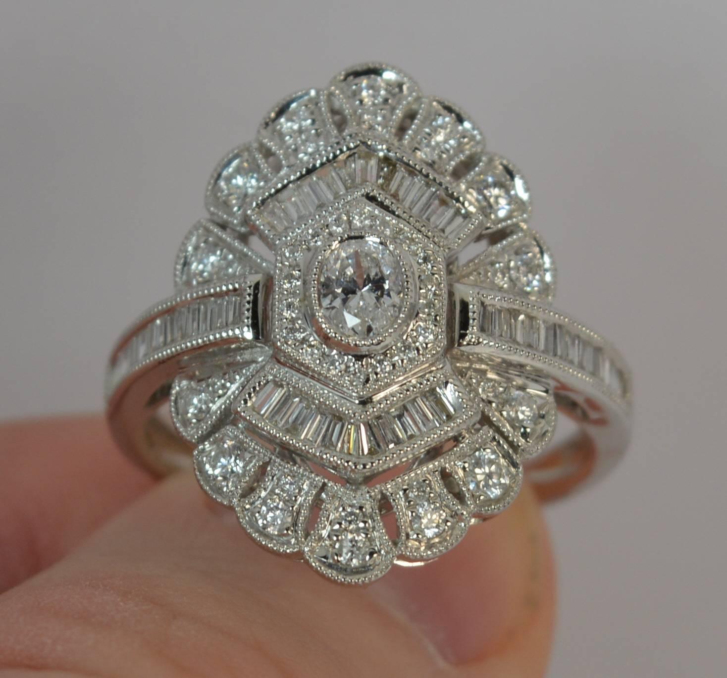 Edwardian Design 18 Carat White Gold and Diamond Cluster Ring 1