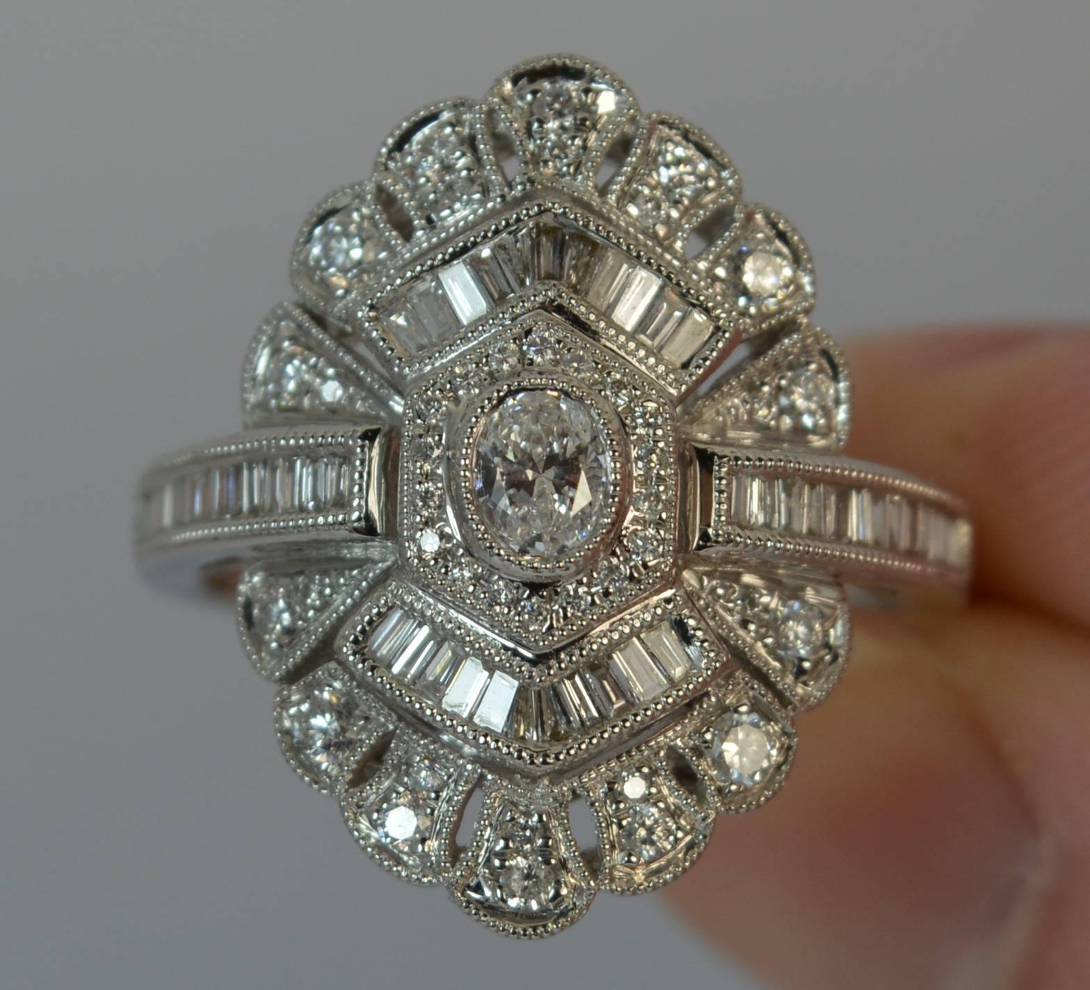 Edwardian Design 18 Carat White Gold and Diamond Cluster Ring In New Condition In St Helens, GB