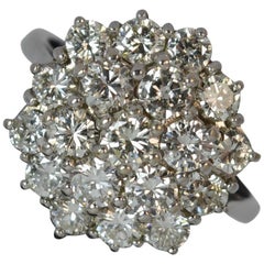 2.30 Carat Diamond 18 Carat White Gold Cluster Ring