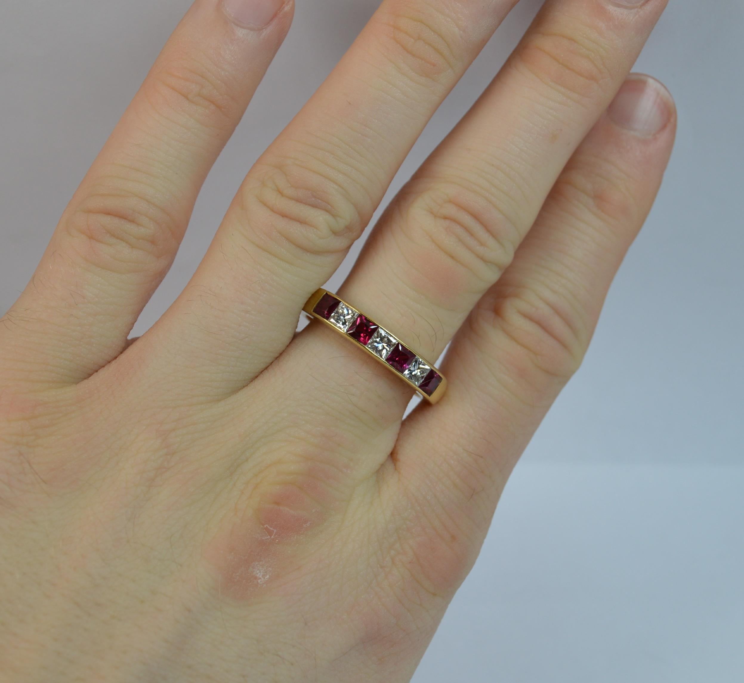 Cropp and Farr VS 0.90 Carat Diamond and Ruby 18 Carat Gold Half Eternity Ring 3