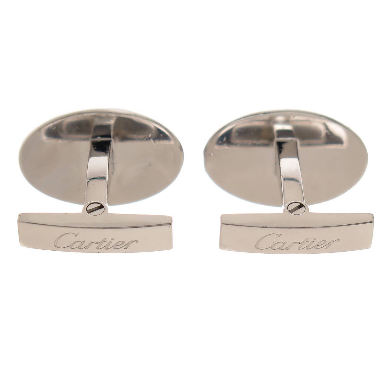 Cartier Double C Logo Sterling Cufflinks at 1stDibs